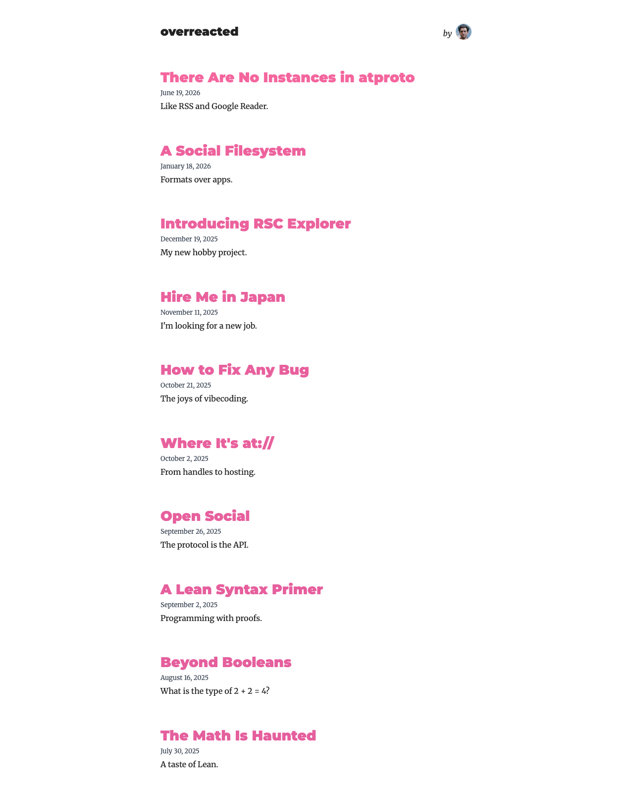 Screenshot of Dan Abramov's blog