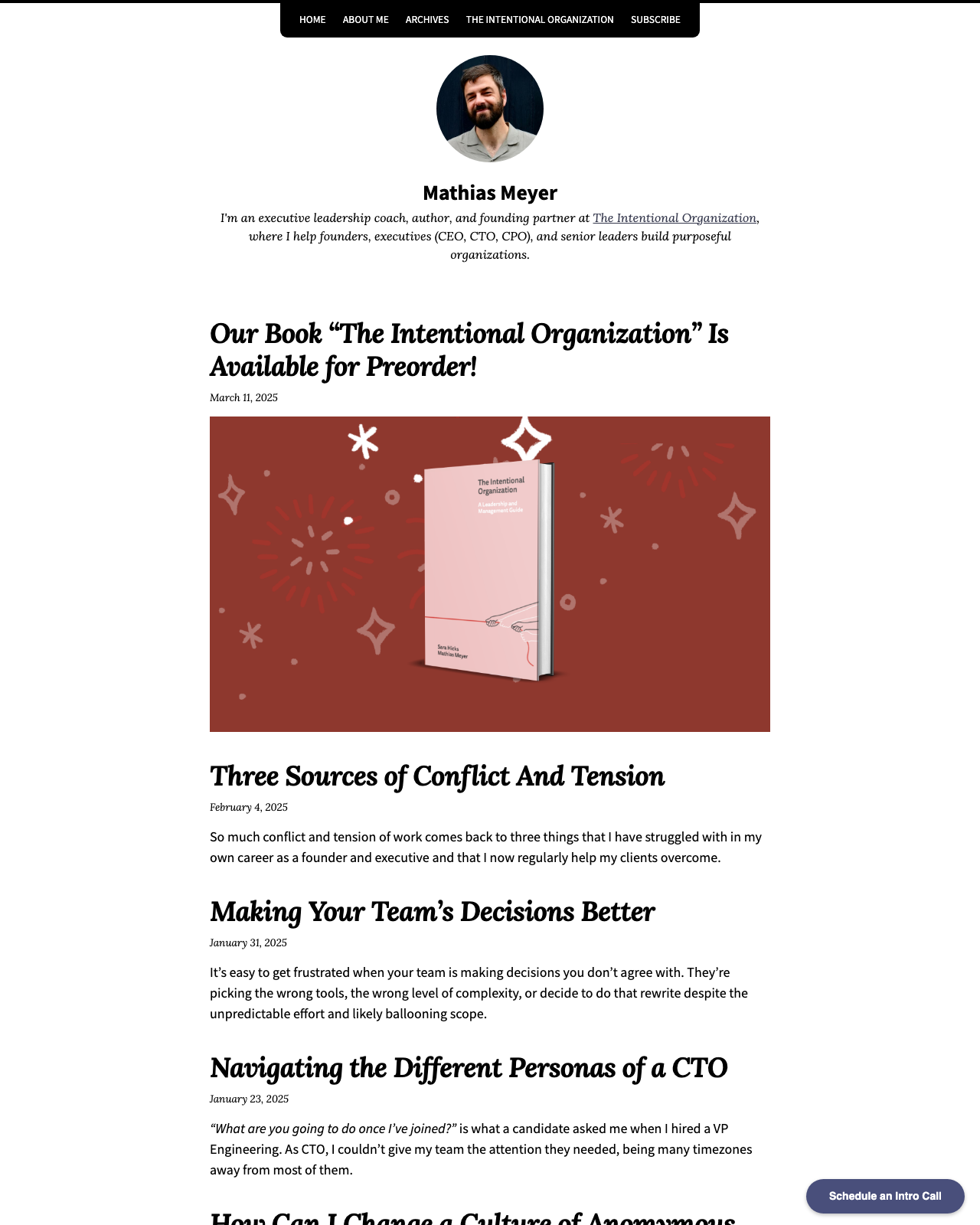 Screenshot of Mathias Meyer's blog
