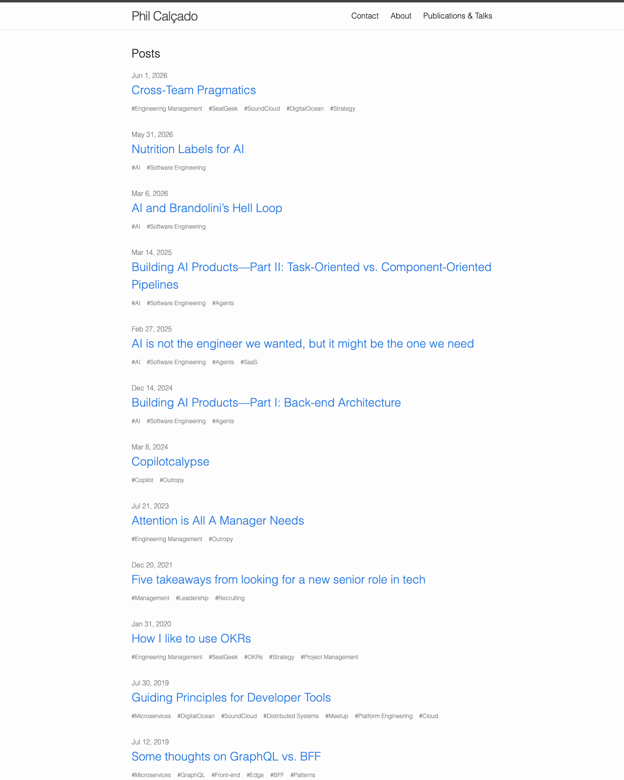 Screenshot of Phil Calçado's blog