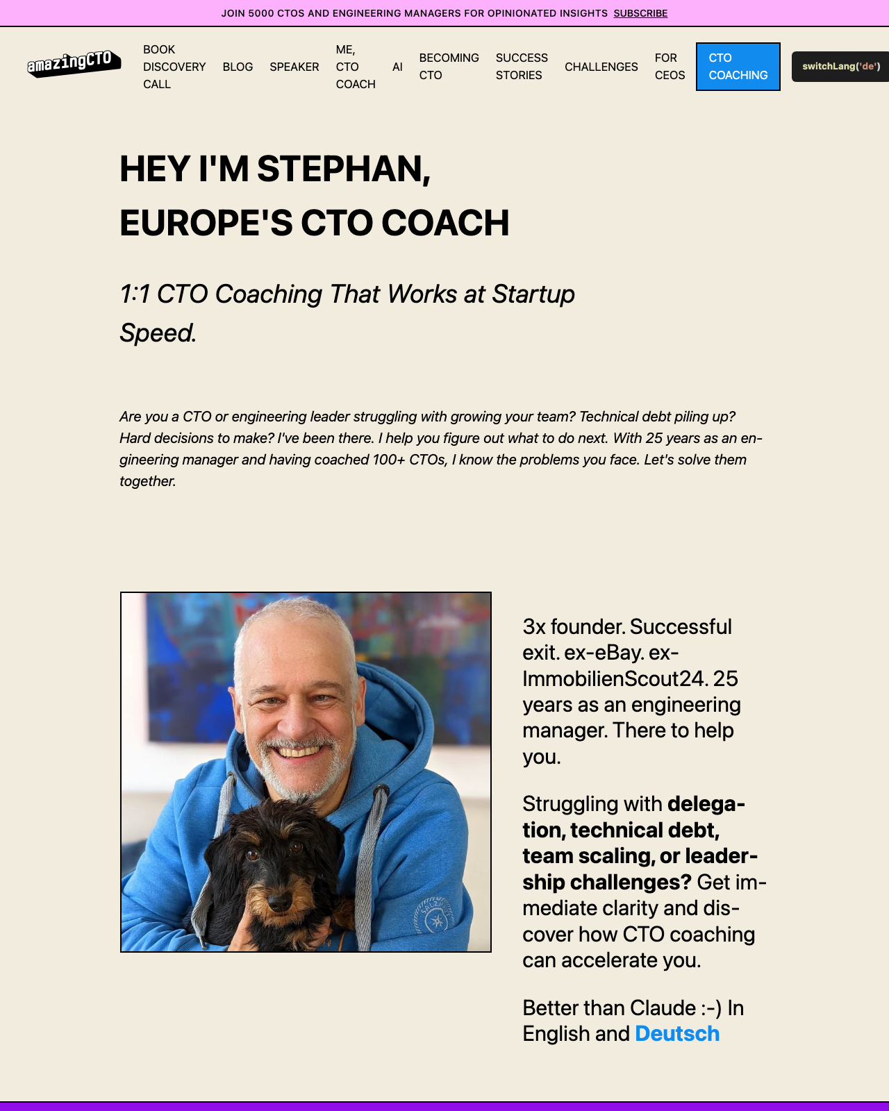 Screenshot of Stephan Schmidt's blog